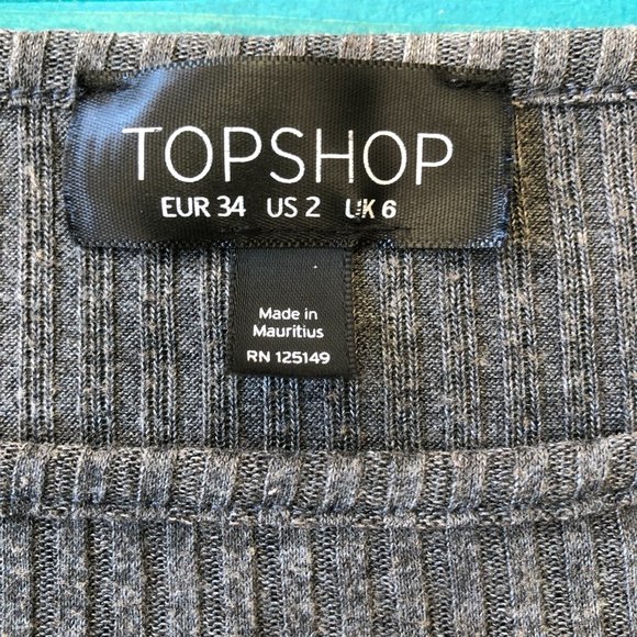 TOPSHOP Gray Ribbed Crop Top Size 2 - Picture 7 of 10